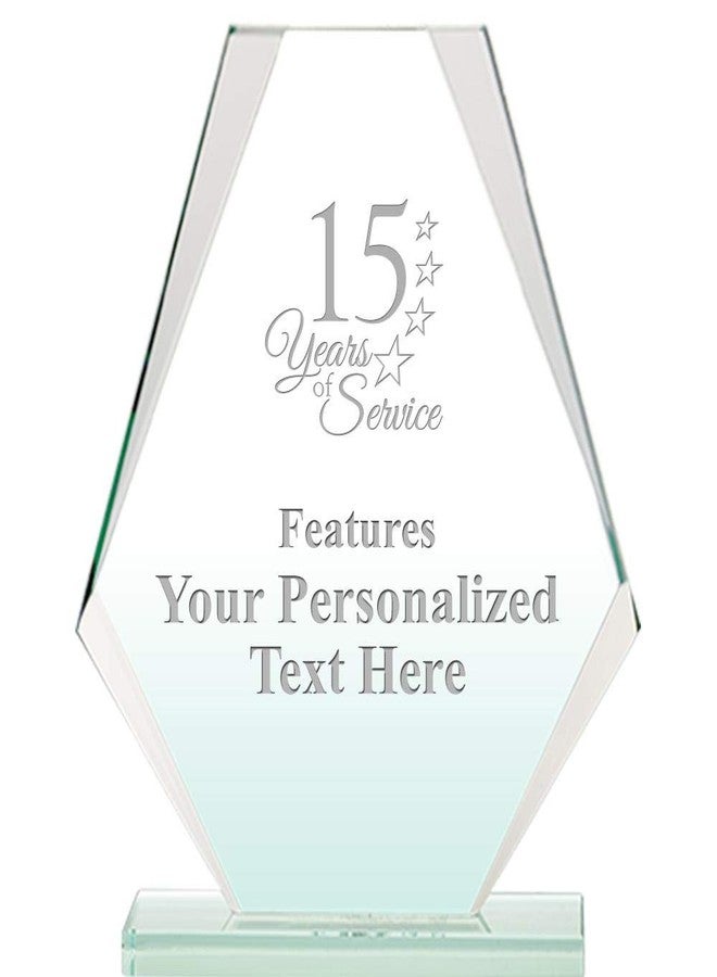 Crown Awards جائزة كراون للخدمة لمدة 15 عامًا، جائزة كريستال هرمي من اليشم، ارتفاع 6 بوصات، جائزة خدمة محفورة حسب الطلب - Image 1