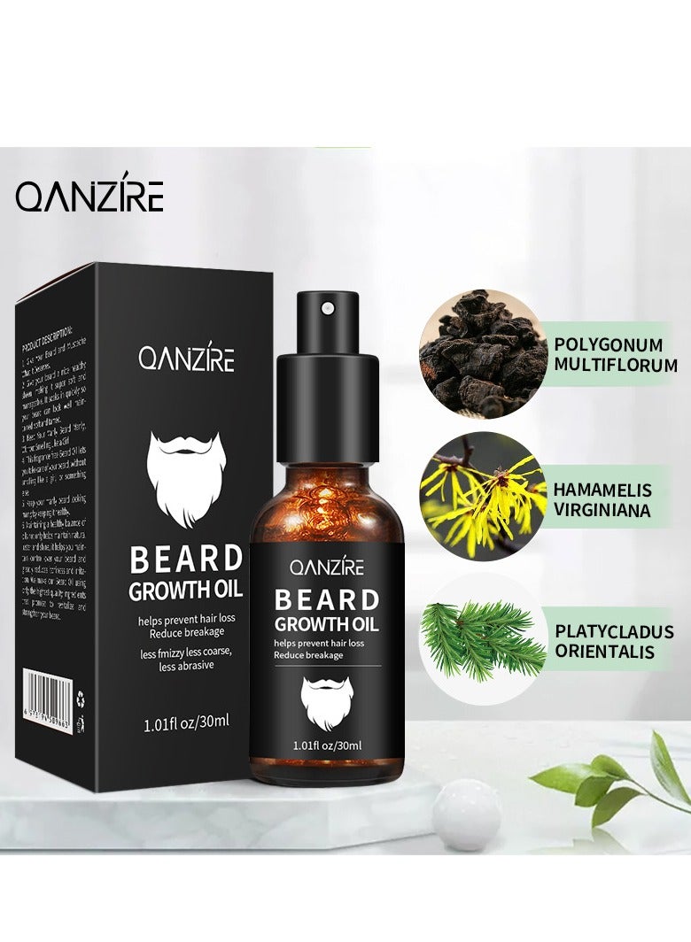 QANZIRE Beard Growth Oil, Beard Growth Oil Spray, Men's Beard Oil, Beard Serum, Moisturise, Soothe, Stimulate Beard Growth, Promote Hair Regrowth 30ml - Image 5