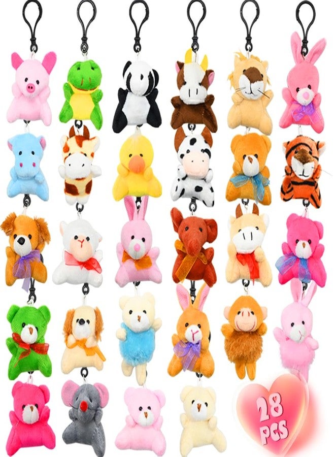 LUKBERA 28Packs Plush Animals Keychain, Stuffed Animals Keychain Toys for Easter Egg Fillers Classroom Exchange Gifts Goodie Bag - Image 1