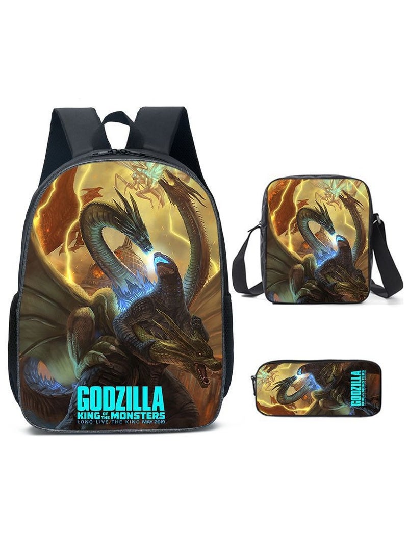 Godzilla New Godzilla Student Backpack Three-piece Set 29*16*42cm