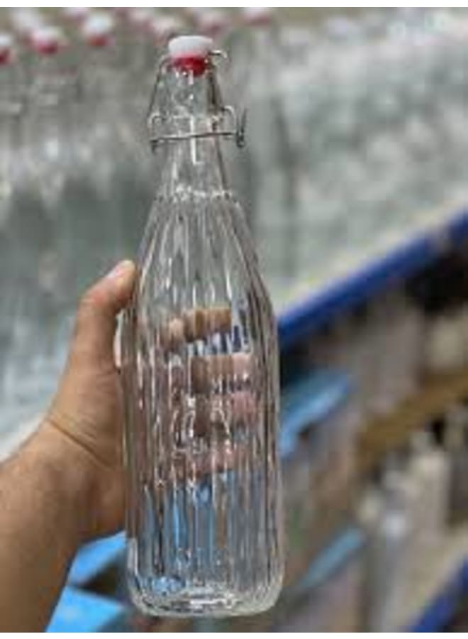 جاجة ماء زجاجية بسعة 1.5 لتر، بتصميم مخدد وغطاء علوي محكم الغلق. (شفافة) - Image 5