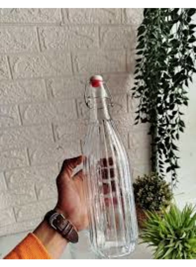 جاجة ماء زجاجية بسعة 1.5 لتر، بتصميم مخدد وغطاء علوي محكم الغلق. (شفافة) - Image 4