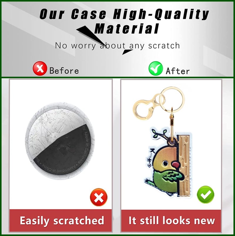 BORKUANA Leather Keychain Holder Case Compatible with Apple AirTag, Cute Protective Cover with Keychain Ring, Anti-Scratch Finder GPS Tracker Case for Wallet Keys(Chick) - Image 3