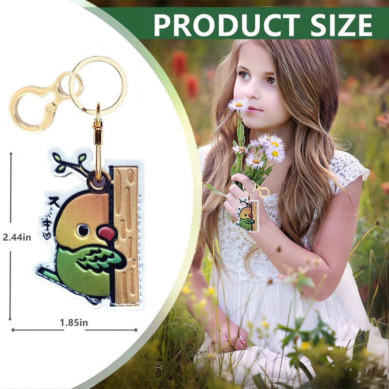 BORKUANA Leather Keychain Holder Case Compatible with Apple AirTag, Cute Protective Cover with Keychain Ring, Anti-Scratch Finder GPS Tracker Case for Wallet Keys(Chick) - Image 2