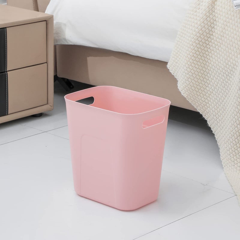 UUJOLY Plastic Small Trash Can Wastebasket, Garbage Container Basket for Bathrooms, Laundry Room, Kitchens, Offices, Kids Rooms, Dorms, 3.5 Gallon, Pink - Image 2