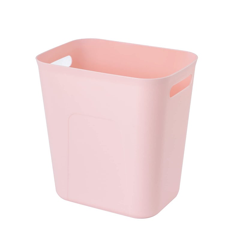 UUJOLY Plastic Small Trash Can Wastebasket, Garbage Container Basket for Bathrooms, Laundry Room, Kitchens, Offices, Kids Rooms, Dorms, 3.5 Gallon, Pink - Image 1