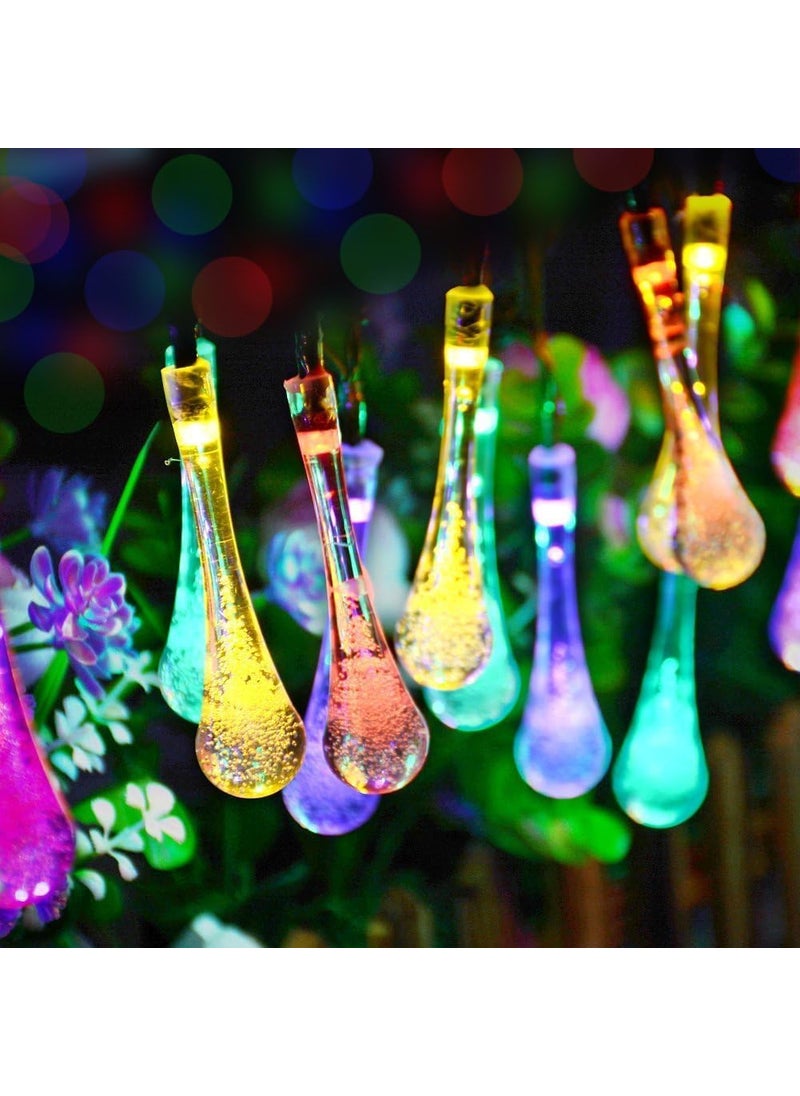 Generic LED Multi Color Solar String Lights Outdoor Garden String Fairy Lights Solar Powered 5M Waterproof Crystal Raindrop Decorative Lights for Garden Terrace Patio Fence Christmas Parties  - Image 2