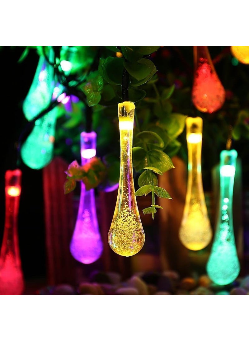 Generic LED Multi Color Solar String Lights Outdoor Garden String Fairy Lights Solar Powered 5M Waterproof Crystal Raindrop Decorative Lights for Garden Terrace Patio Fence Christmas Parties  - Image 3