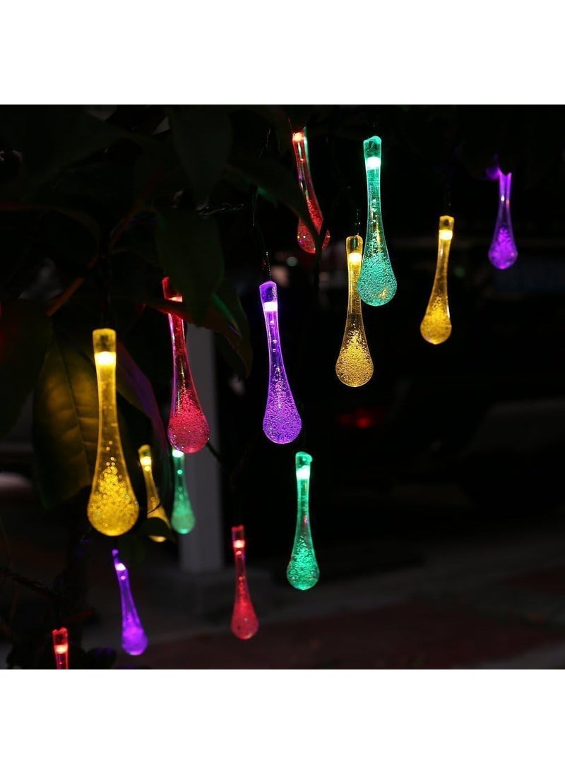 Generic LED Multi Color Solar String Lights Outdoor Garden String Fairy Lights Solar Powered 5M Waterproof Crystal Raindrop Decorative Lights for Garden Terrace Patio Fence Christmas Parties  - Image 5