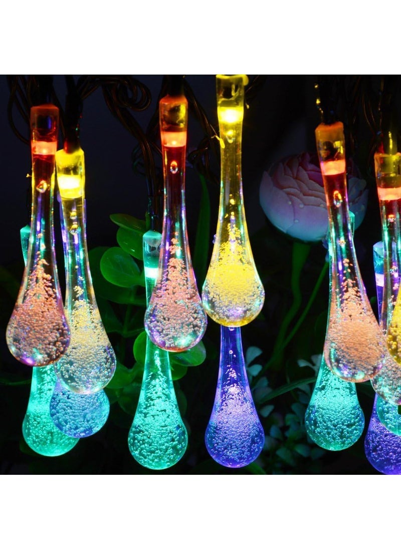 Generic LED Multi Color Solar String Lights Outdoor Garden String Fairy Lights Solar Powered 5M Waterproof Crystal Raindrop Decorative Lights for Garden Terrace Patio Fence Christmas Parties  - Image 4
