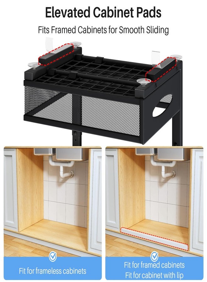 PXRACK Under Sink Organizer, 2 Pack Under Sink Organizers and Storage, 2 Tier Pull Out Cabinet Organizer Slide Out Shelf, Kitchen Drawer Organizer for Kitchen, Bathroom, Pantry, Black - Image 3