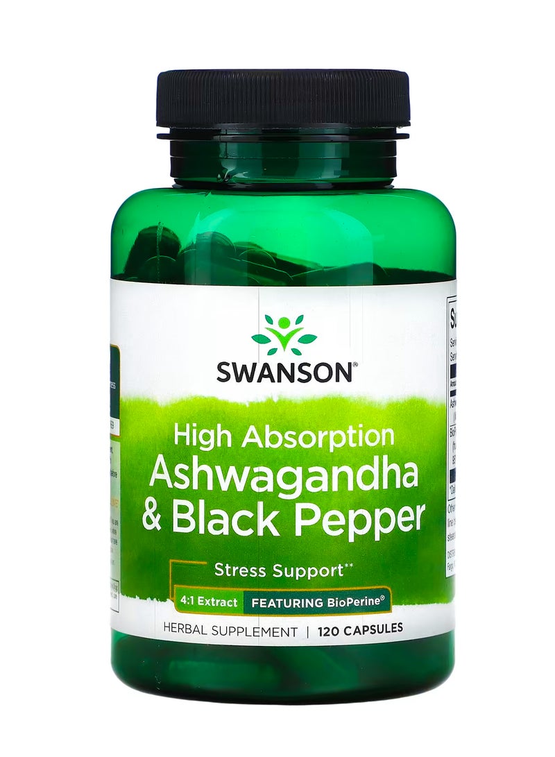 سوانسون كبسولات العبعب المنوم والفلفل الأسود عالية الامتصاص  120 كبسولة