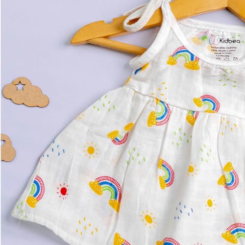 Kidbea® 100% Organic Cotton Newborn Baby Girls Sleeveless Dress | Casual Muslin Frock Infant - 4 Cute Prints (0-3 Months) - Image 5