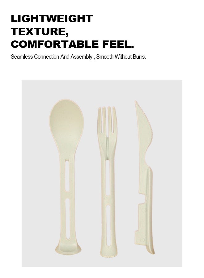Kids Wheat Straw Utensils 3 In 1 Spoon Fork Knife Set 4 Pack With Portable Case For Travel - Image 2