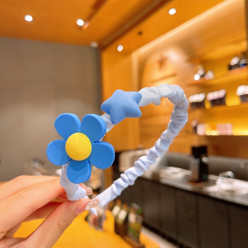 Generic Cute Girls Super Fairy Bow Hair Hoop Babys Hair Non-Slip Headband Childrens Love Hair Clip Headdress 017# blue flower star