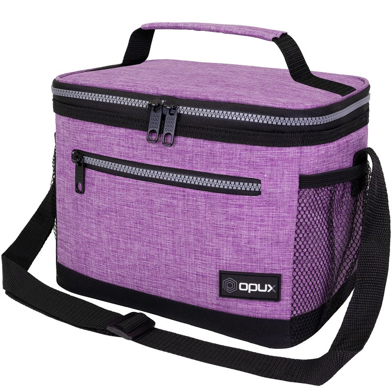opux Insulated Lunch Box Men Women Lunch Bag for Work School Leakproof Soft Cooler Tote Adult Large Lunch Pail Kids Boys Girls Picnic Beach Food Bag with Shoulder Strap Purple