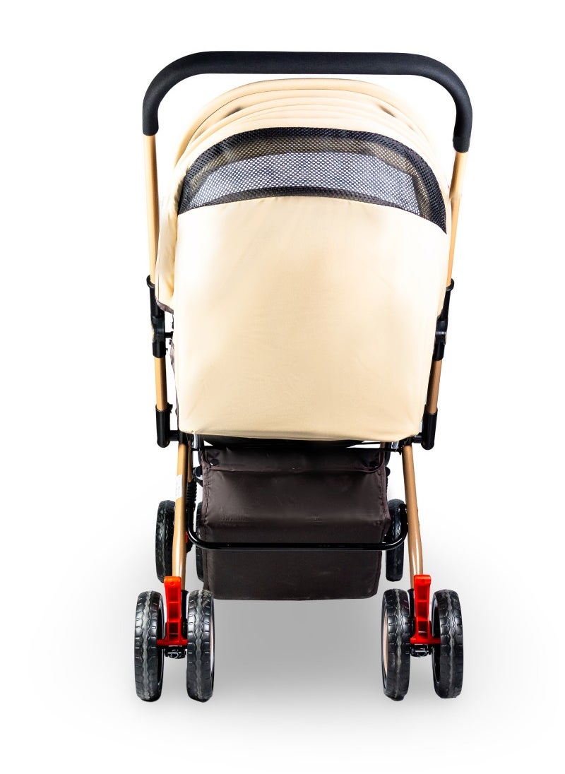 molody Lightweight Foldable Baby Stroller with Adjustable Reclining Seat and Canopy – 2-in-1 Compact Travel System for Newborns and Toddlers (0-3 Years), All-Terrain with Large Storage Basket and Safety Harness  - Image 4