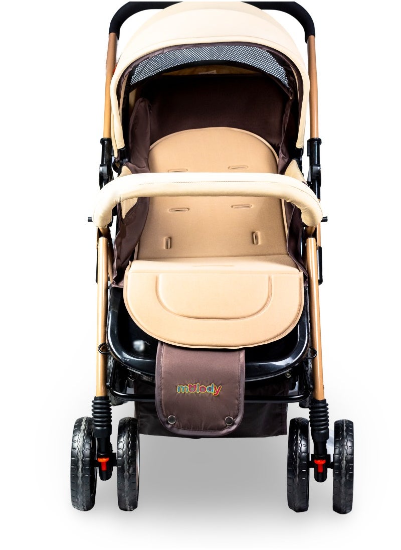 molody Lightweight Foldable Baby Stroller with Adjustable Reclining Seat and Canopy – 2-in-1 Compact Travel System for Newborns and Toddlers (0-3 Years), All-Terrain with Large Storage Basket and Safety Harness  - Image 2