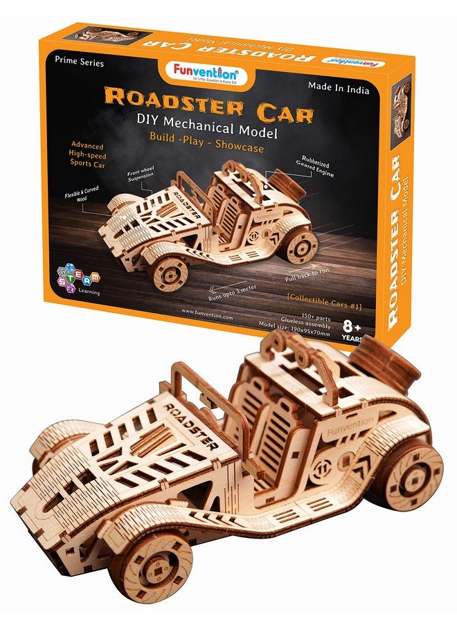 فنفينشين سيارة رودستر من FUNVENTION - نموذج ميكانيكي عملي ثلاثي الأبعاد، مجموعة تعلم STEM، مجموعة بناء سيارات قابلة للتجميع مع عجلات وممتصات صدمات عاملة - Image 1