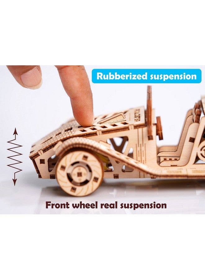 فنفينشين سيارة رودستر من FUNVENTION - نموذج ميكانيكي عملي ثلاثي الأبعاد، مجموعة تعلم STEM، مجموعة بناء سيارات قابلة للتجميع مع عجلات وممتصات صدمات عاملة - Image 5