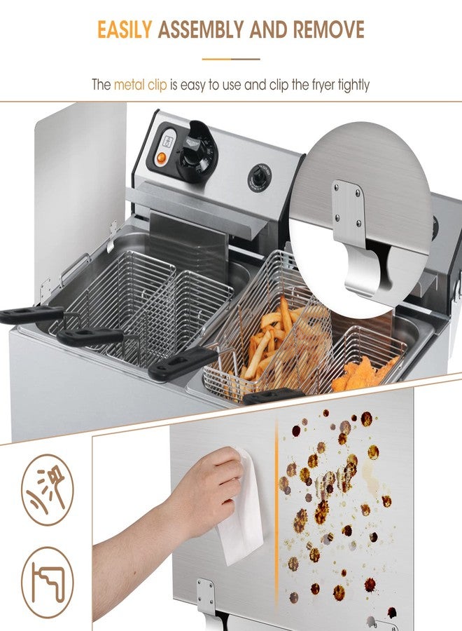 SDSNTE Stainless Steel Commercial Deep Fryer Splash Guard 20-1/2" W X 18" H Side Splash Universal fit clips stop oil from splattering, pack of 2 - Image 5