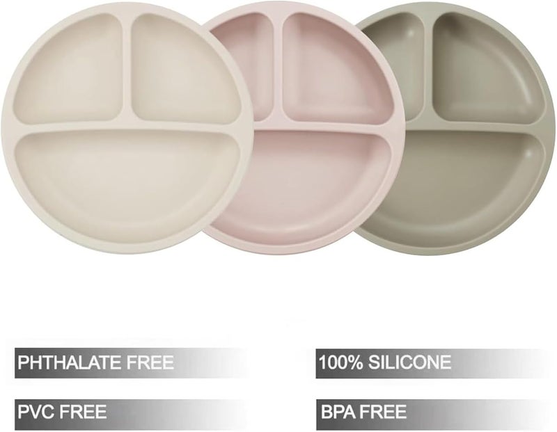 PandaEar 9Piece Toddler Plates  Utensils Set 3Pack Suction Plates with 3 Spoons  3 Forks Silicone Baby Feeding Set - Image 3