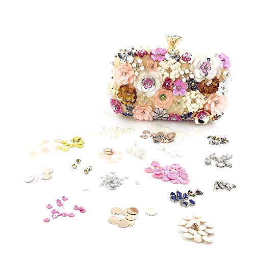 Zebrum Womens Evening Clutch Bag Designer Evening Handbag Hand Bag,Lady Party Wedding Clutch Purse (Flower beaded-Gold) - Image 5