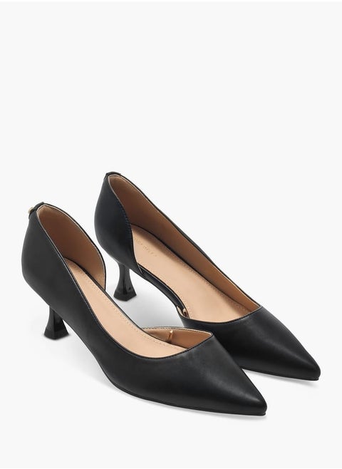 Women Solid Pointed Toe Sandals with Flared Heels