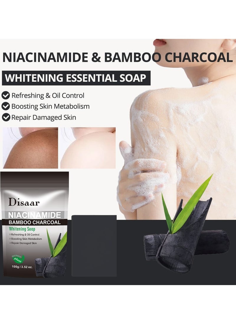 Disaar Niacinamide Bamboo Charcoal Whitening Soap 100 g - Image 2