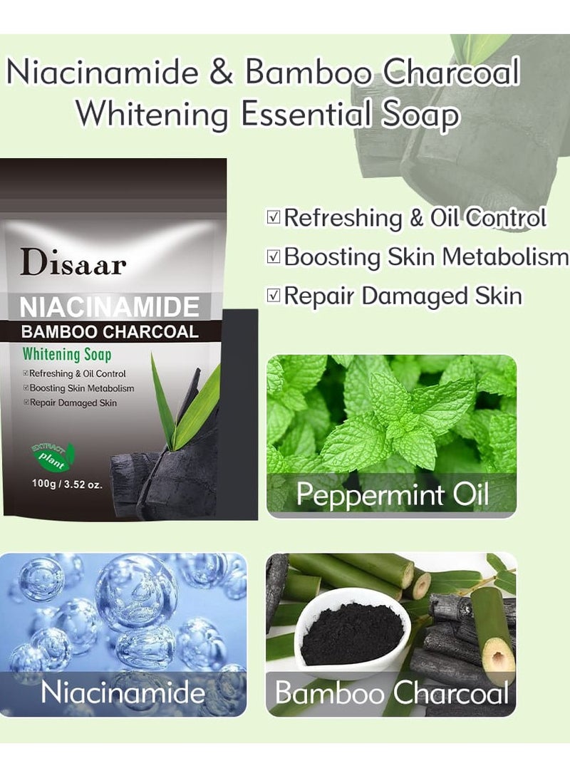 Disaar Niacinamide Bamboo Charcoal Whitening Soap 100 g - Image 3