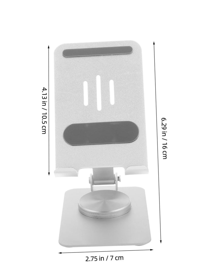 Generic Premium Aluminum 360° Rotatable Mobile Stand Holder Desktop Foldable – Adjustable Angle & Height Base Rotation – Holder For Mobile & Tablet UP To 4-8 inch | Silver  - Image 5