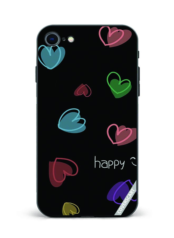 COVERSCART Protective Case Cover For Apple iPhone SE 2020 Colorful Hearts Design Black