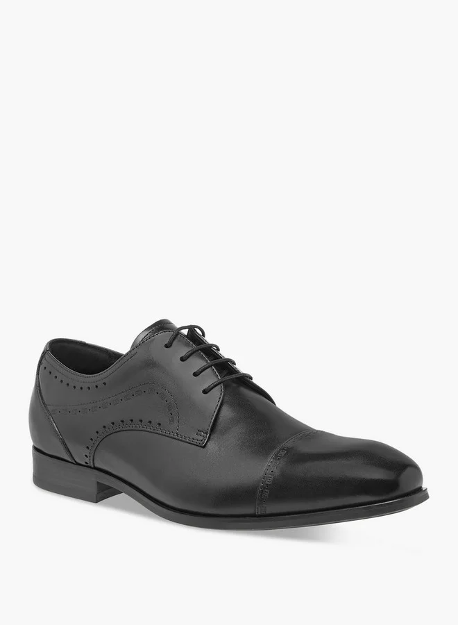 DUCHINI Men's Cutout Detail Derby Shoes with Lace-Up Closure