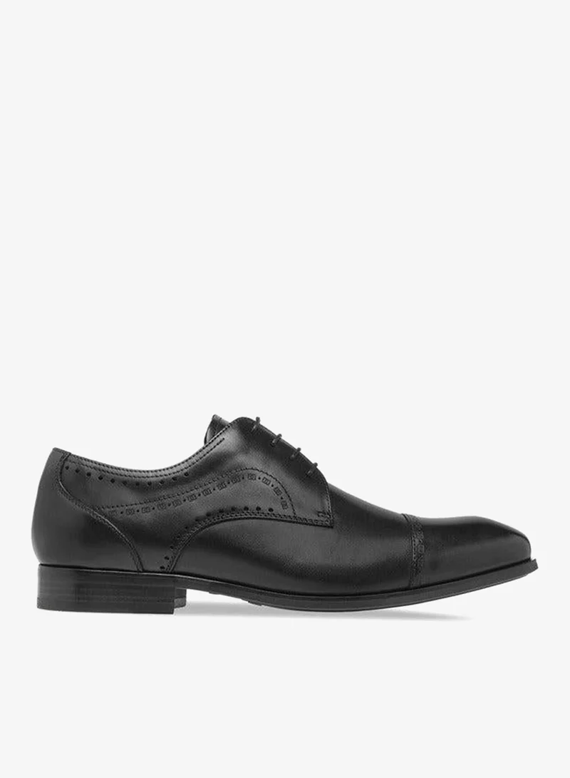 DUCHINI Men's Cutout Detail Derby Shoes with Lace-Up Closure