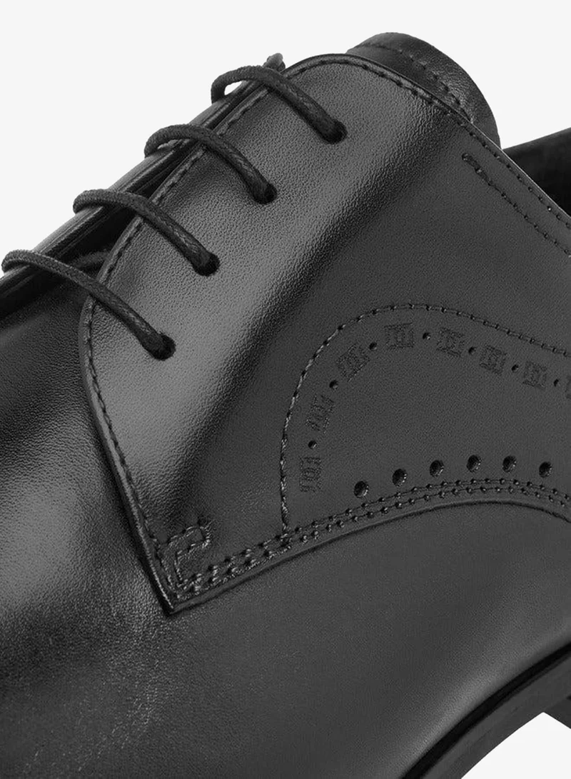 DUCHINI BLACK Men's Cutout Detail Derby Shoes with Lace-Up Closure for Men | Best Price UAE