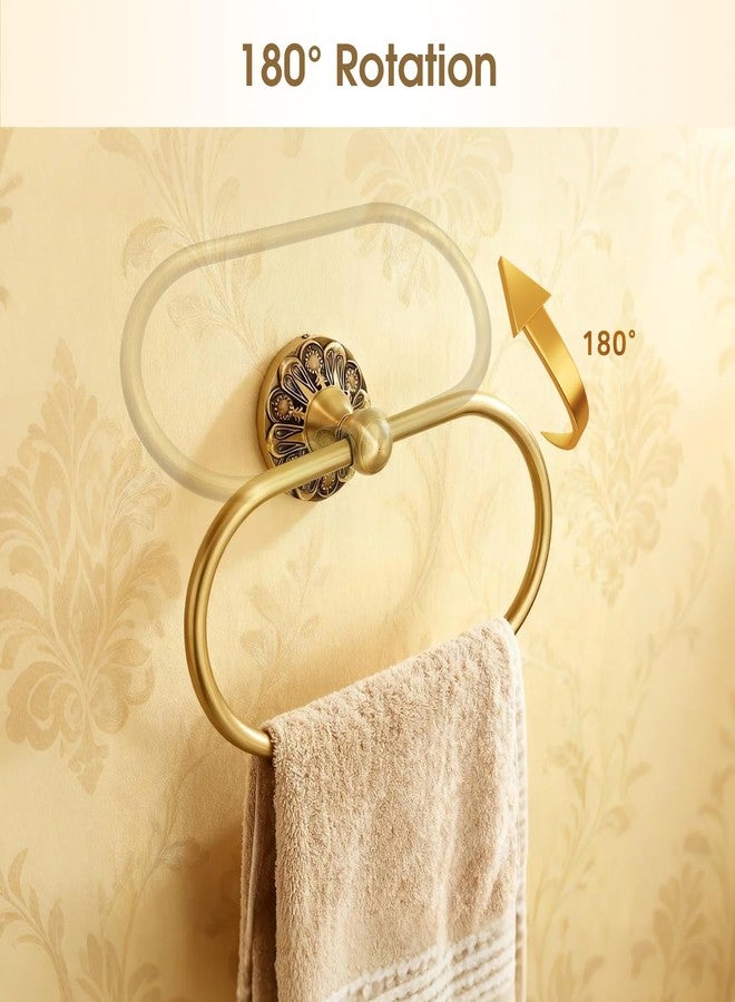 Soposuky Antique Brass Toilet Paper Holder, Brass Towel Ring, Antique Brass Bathroom Accessories, Hand Towel Holder for Bathroom, Wall Mounted Vintage Bathroom Accessories, 2 Pieces Set - Image 3