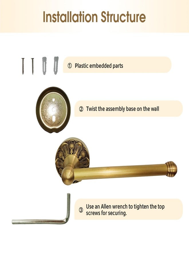 Soposuky Antique Brass Toilet Paper Holder, Brass Towel Ring, Antique Brass Bathroom Accessories, Hand Towel Holder for Bathroom, Wall Mounted Vintage Bathroom Accessories, 2 Pieces Set - Image 5