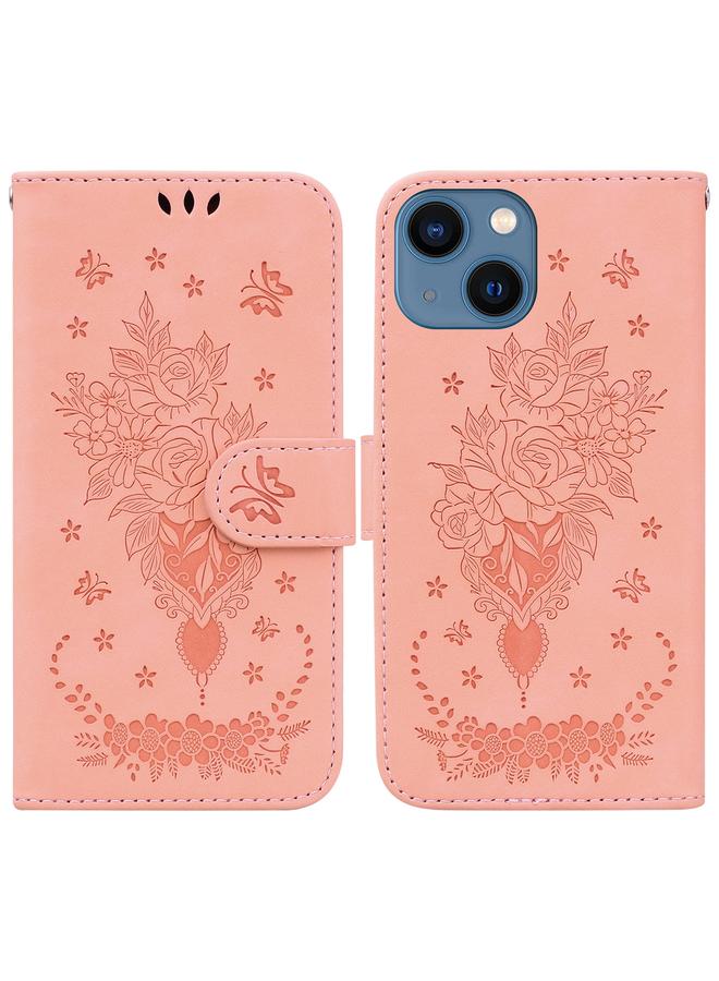 S-TOP Case For iPhone 15 Butterfly Rose Embossed Leather Phone Case - Image 1