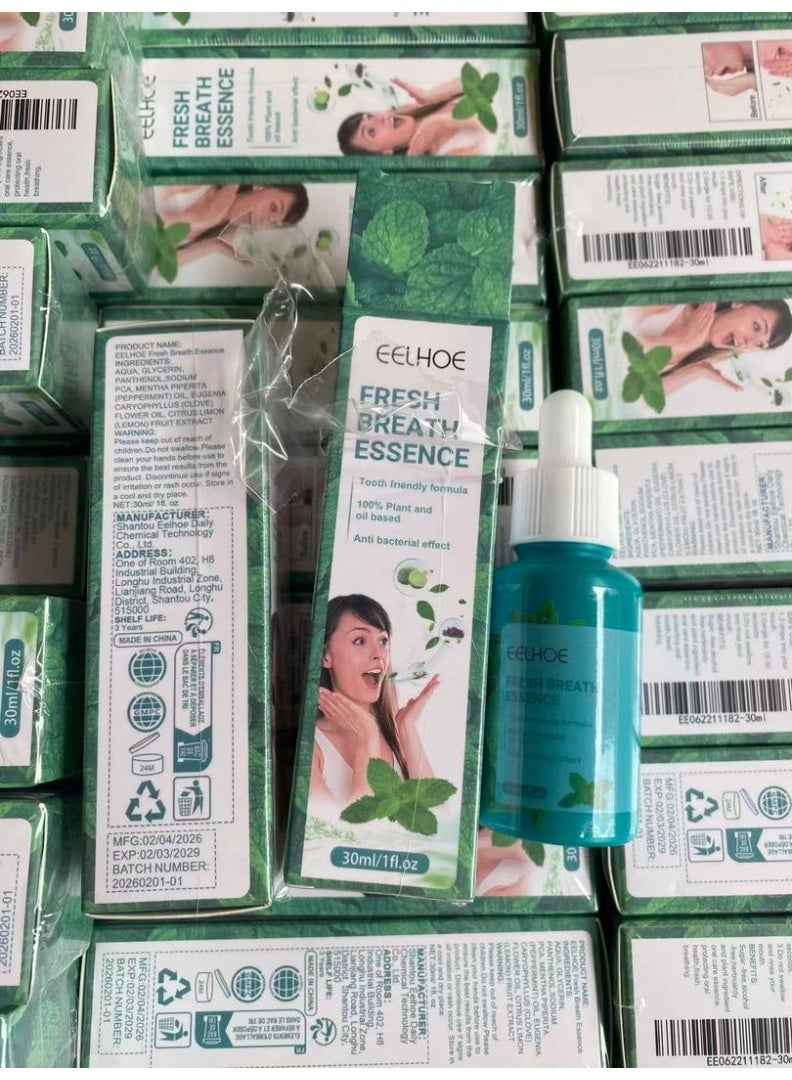 EELHOE Fresh Breath Essence With Mint Oil Breath Freshener Bad Breath Eliminating Bad Mouth Smell Removing Drops Fresh Breath Mouthwash Peppermint Mouth Freshener For Travel