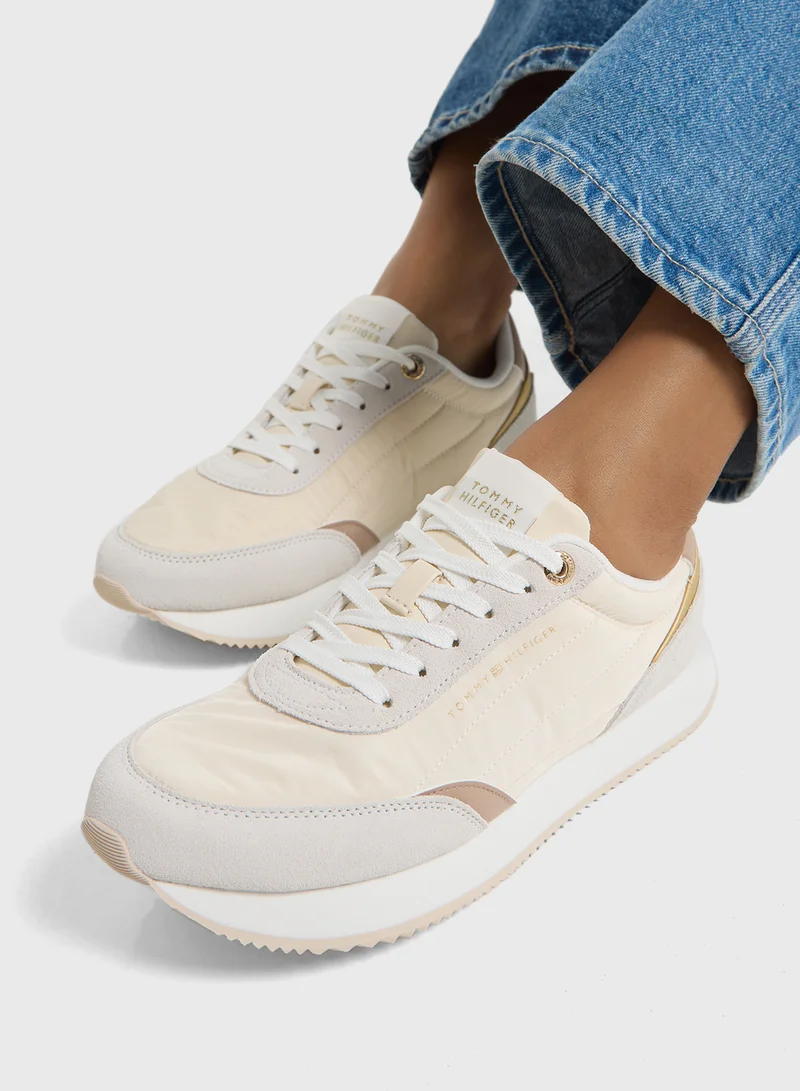 تومي هيلفيغر Logo Detail Lace Up Low Top Sneakers