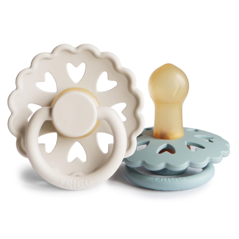 FRIGG Andersen Fairytale Natural Rubber Baby Pacifier | Made in Denmark | BPA-Free (Cream/Stone Blue, 0-6 Months) - Image 1