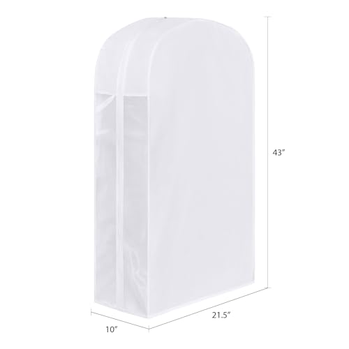 Kntiwiwo 43" Premium Cotton Garment Bag for Hanging Clothes, Breathable Suit Bags for Closet Storage with Extre Large 10" Gusseted & Clear Window, Dust Cover with Zipper for Suits, Jacket, 3 Pack - Image 2