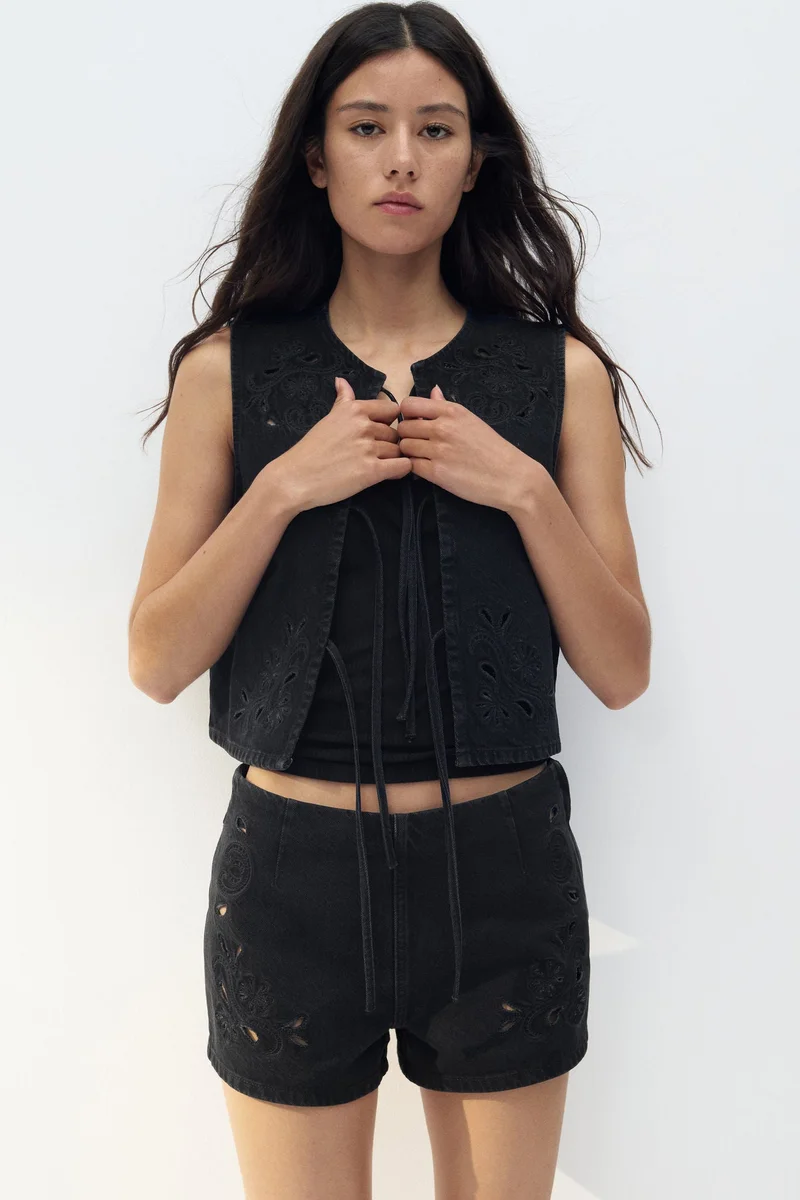 H&M Broderie anglaise denim shorts