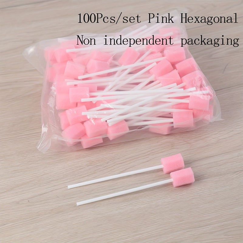100 Pcs Disposable Oral Care Sponge Swabs Tooth Cleaning Mouth Swabs - Image 1
