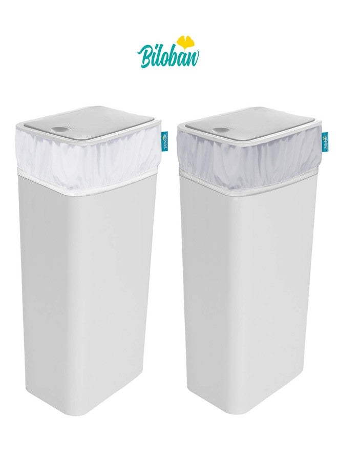 Biloban Reusable Diaper Pail Liner Bags 2 Pack for Ubbi Diaper Pail, Waterproof Larger Capacity & Washable Wet Bag for Dirty Diapers, Cloth Diaper, Laundry and Kitchen Garbage, Grey & White - Image 2