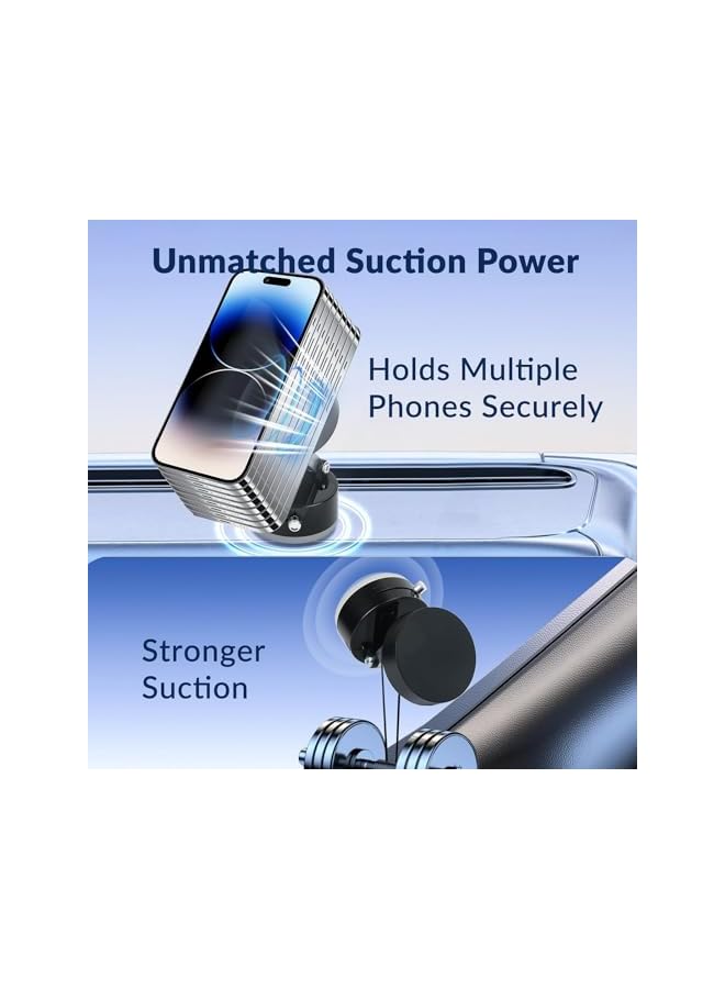 S-TOP 2025 Multi-Scenario Magnetic Phone Holder | Vacuum Suction Cup Mount for Car, Mirror, Kitchen & Desk | 360° Foldable Design Compatible with iPhone & All Smartphones (Sleek Black) (Black) - Image 4
