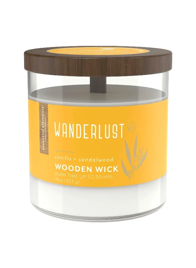 CANDLE-LITE Essential Elements Wanderlust Wooden Wick Scented Jar Candle White 453 g 4550344