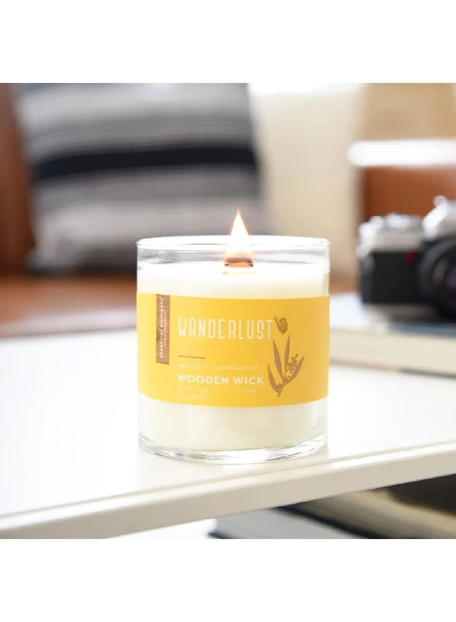 CANDLE-LITE Essential Elements Wanderlust Wooden Wick Scented Jar Candle White 453 g 4550344