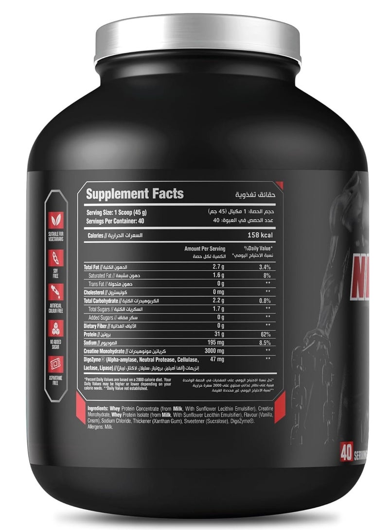 Body Builder Nitro Whey + Creatine | 31g of whey Protein for Muscle Growth & Recovery 5g Creatine10g BCAA with Digestive Enzymes for Lean Gains & Energy Boost - (Vanilla, 4 LB) - Image 3