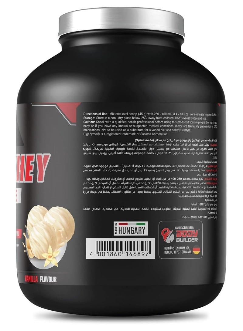 Body Builder Nitro Whey + Creatine | 31g of whey Protein for Muscle Growth & Recovery 5g Creatine10g BCAA with Digestive Enzymes for Lean Gains & Energy Boost - (Vanilla, 4 LB) - Image 2